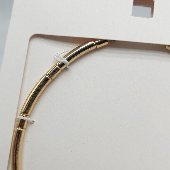 Gold Tone Tube Metal Choker Necklace By Zara - Picture 4 of 7